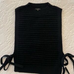 Max Studio crochet sweater vest XS ties on side
